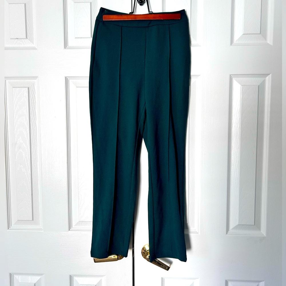 SHEIN Trousers Forest Green Straight Leg Pants XSmall Stretch